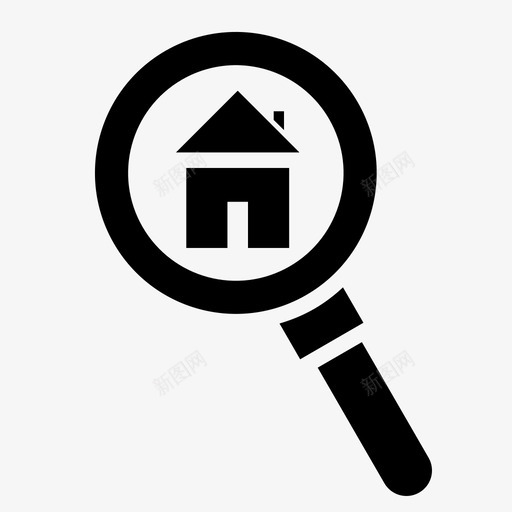 搜房全球定位系统家图标svg_新图网 https://ixintu.com 位置 全球定位系统 大头针 家 房地产实体 搜房 放大镜