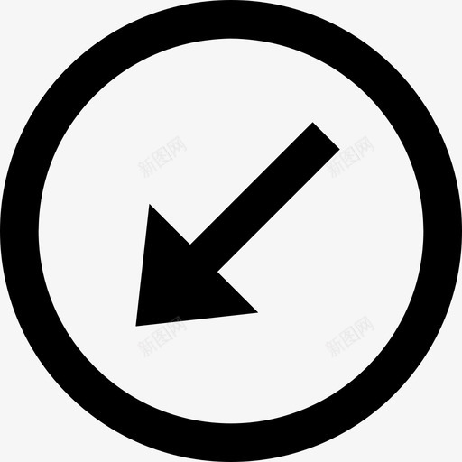 左下箭头按钮图标svg_新图网 https://ixintu.com 圆圈 左下 按钮 箭头 箭头按钮