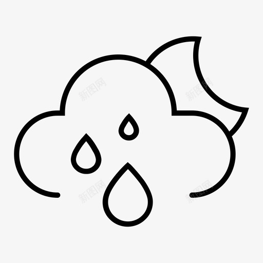 夜雨云风暴图标svg_新图网 https://ixintu.com ios像素完美天气图标 云 冬天 夜雨 天气 风暴