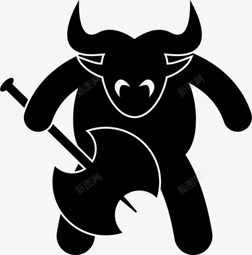 兽人斧头邪恶图标svg_新图网 https://ixintu.com 中世纪 中世纪人物 兽人 怪物 斧头 武器 邪恶