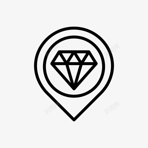 地图针钻石珠宝图标svg_新图网 https://ixintu.com 位置 商店 地图位置概述 地图针 珠宝 钻石