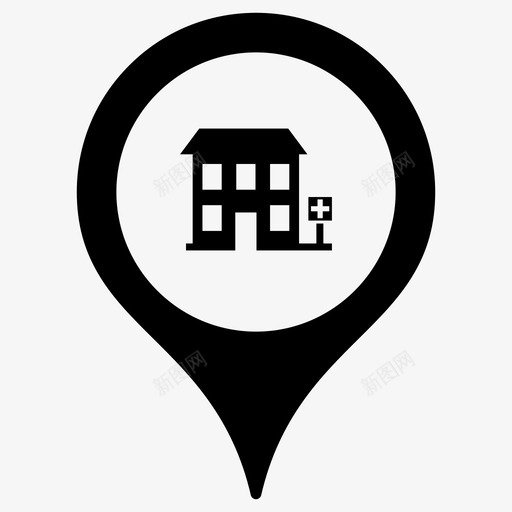 医院诊所地图标记svg_新图网 https://ixintu.com 别针 医院 地图指针 地图标记 诊所