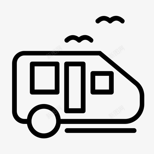 拖车露营车带轮房屋图标svg_新图网 https://ixintu.com 公路旅行 带轮房屋 房车 拖车 旅行 露营车