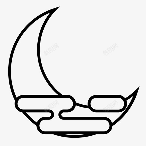 月亮天上多云图标svg_新图网 https://ixintu.com 云月 多云 天上 天气气候 新月 月亮