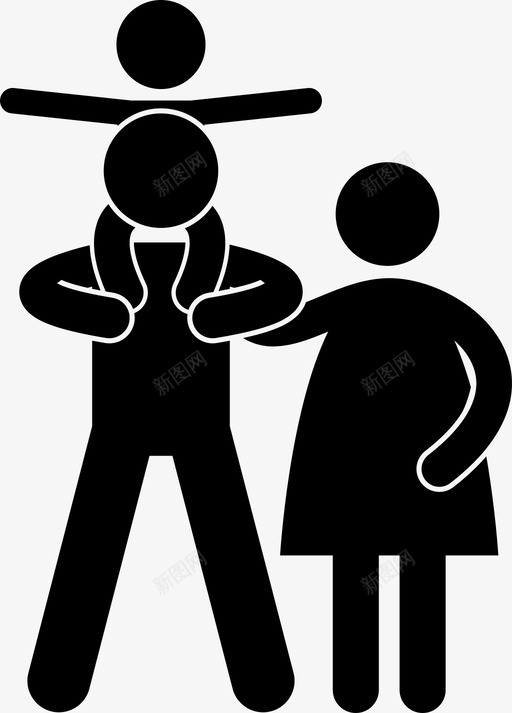 家庭出游孩子父亲图标svg_新图网 https://ixintu.com 乐趣 孩子 家庭出游 家庭户外活动 母亲 父亲 肩膀