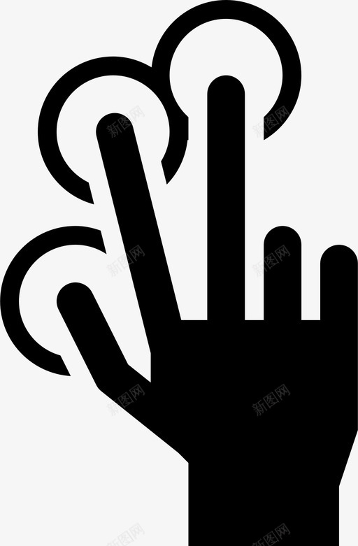 三个手指轻拍手势手图标svg_新图网 https://ixintu.com 三个手指轻拍 屏幕 手 手势 触摸