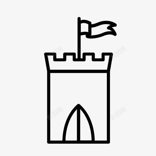 城堡城堡塔旗帜图标svg_新图网 https://ixintu.com 中世纪 历史 城堡 城堡塔 旗帜