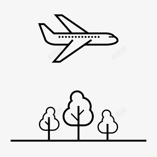 国内旅行飞机城市图标svg_新图网 https://ixintu.com 国内旅行 城市 天空 机场 树木 目的地 飞机 飞机旅行