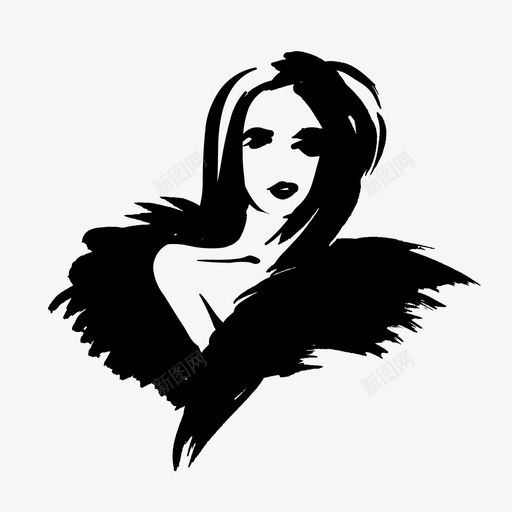 皮衣女士肖像素描图标svg_新图网 https://ixintu.com 女人 皮衣女士 素描 肖像