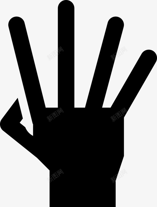 四手指手势图标svg_新图网 https://ixintu.com 四 手 手势 手指 手掌 数字