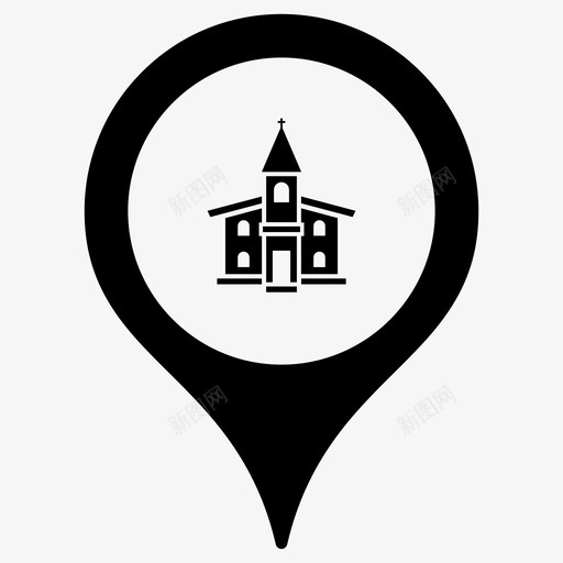 教堂小教堂地图标记svg_新图网 https://ixintu.com 别针 地图指针 地图标记 小教堂 教堂