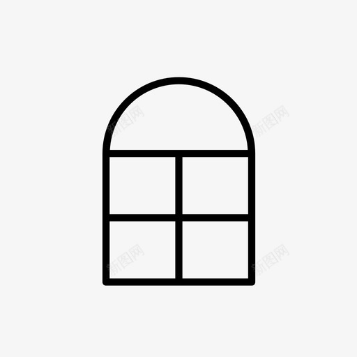 拱形窗多窗格窗真拱窗图标svg_新图网 https://ixintu.com 多窗格窗 拱形窗 真拱窗 窗