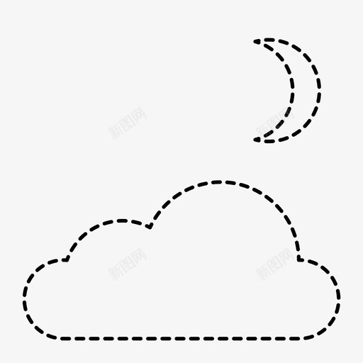 月亮云云天空图标svg_新图网 https://ixintu.com 云 天气 天空 月亮云