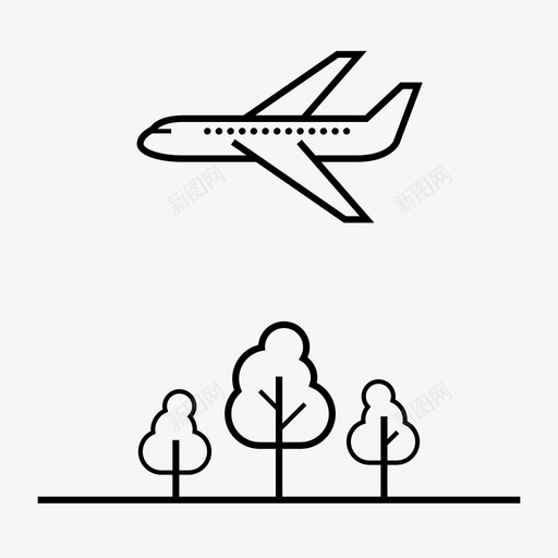 国内旅行飞机城市图标svg_新图网 https://ixintu.com 国内旅行 城市 天空 机场 树木 目的地 飞机 飞机旅行