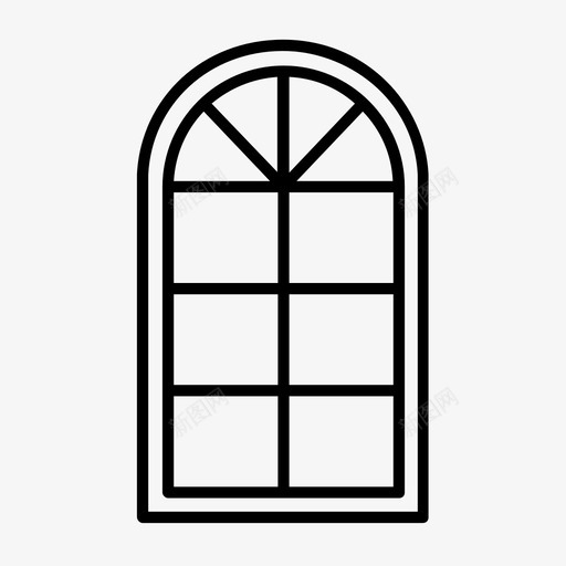 拱形窗多窗格窗真拱窗图标svg_新图网 https://ixintu.com 多窗格窗 拱形窗 真拱窗 窗