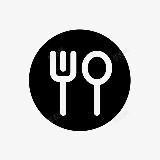 餐厅叉子盘子图标svg_新图网 https://ixintu.com 勺子 叉子 盘子 迷你图标集2商务商店财务 餐具 餐厅