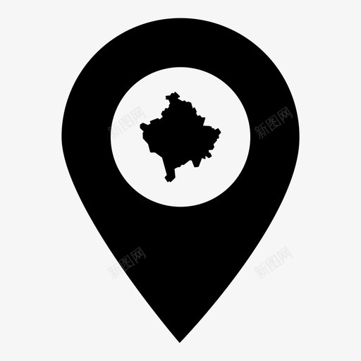 科索沃国家位置图标svg_新图网 https://ixintu.com 世界地图标记 位置 国家 地图 科索沃