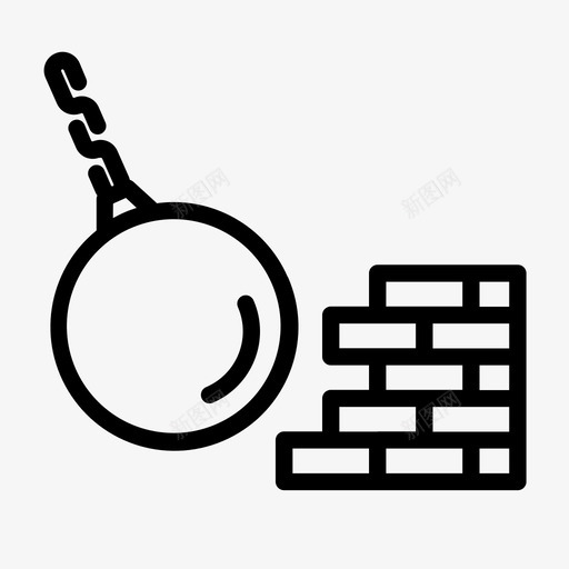 拆除建筑物砖块建筑图标svg_新图网 https://ixintu.com 建筑 拆除建筑物 毁坏 砖块 重量