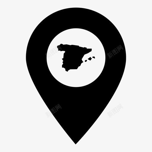 西班牙国家位置图标svg_新图网 https://ixintu.com 世界地图标记 位置 国家 地图 西班牙 西班牙语