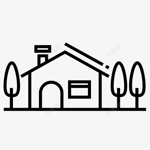 房子住所花园图标svg_新图网 https://ixintu.com 住所 家 房子 有树的房子3 花园