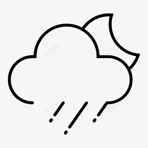 夜雨云雨图标svg_新图网 https://ixintu.com ios像素完美天气图标 云 冬天 夜雨 天气 雨 风暴