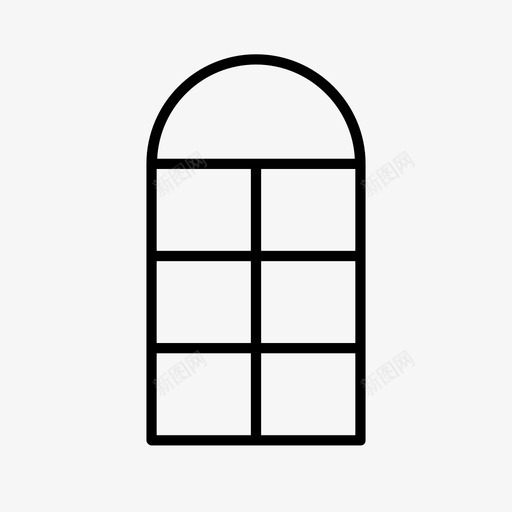 拱形窗多窗格窗真拱窗图标svg_新图网 https://ixintu.com 多窗格窗 拱形窗 真拱窗 窗