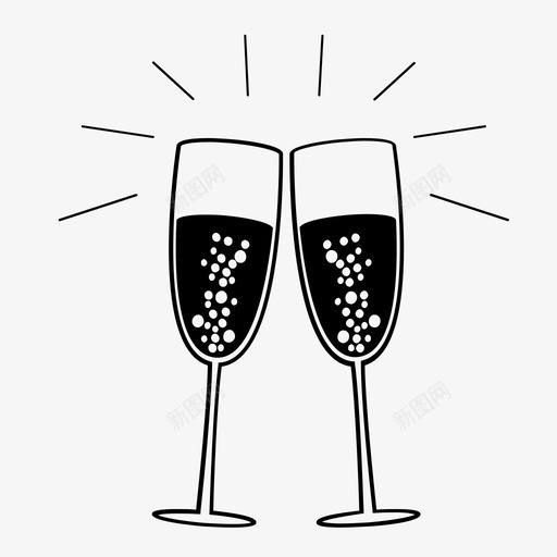 香槟酒杯泡泡干杯图标svg_新图网 https://ixintu.com 喝酒 干杯 泡泡 香槟酒杯