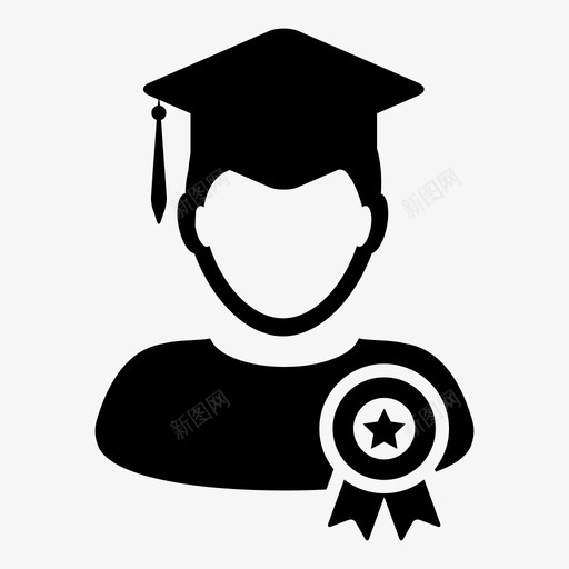 学生徽章学历图标svg_新图网 https://ixintu.com 大学 学历 学术 学生 徽章 教育字形图标 毕业 男