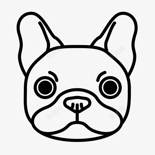 法国斗牛犬狗脸小狗图标svg_新图网 https://ixintu.com 小狗 法国斗牛犬 狗脸 蝙蝠猪