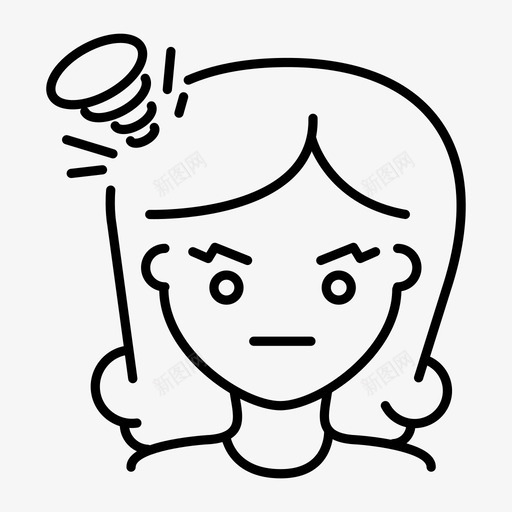 女孩生气脸敌意图标svg_新图网 https://ixintu.com 伙计们 女孩生气 愤怒 敌意 脸