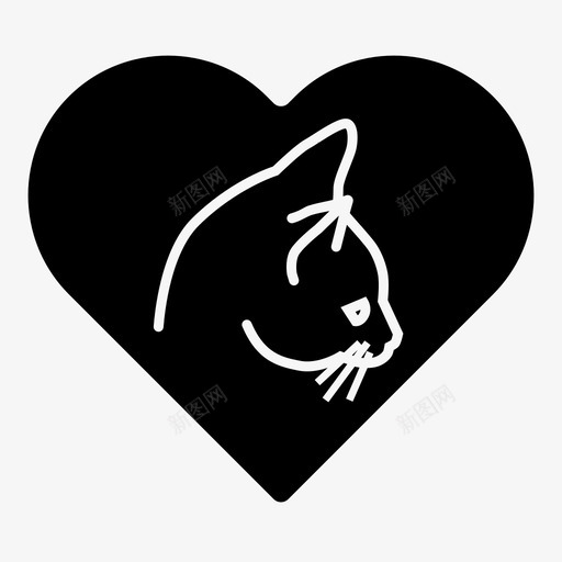 猫爱猫心图标svg_新图网 https://ixintu.com 心 心形 猫 猫爱