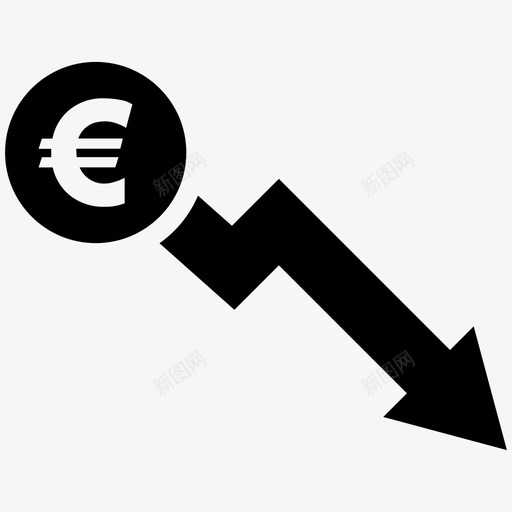 欧元下跌经济金融图标svg_新图网 https://ixintu.com 欧元下跌 经济 股票市场 金融 金融市场