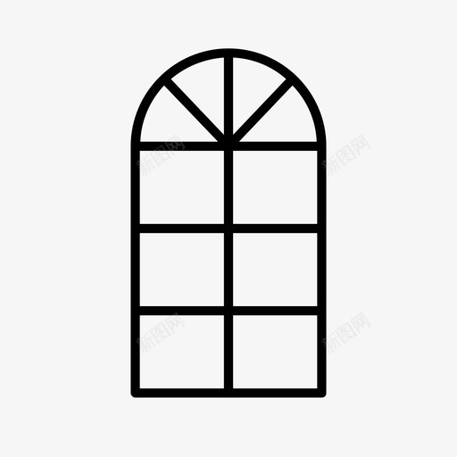拱形窗窗多窗格窗图标svg_新图网 https://ixintu.com 多窗格窗 拱形窗 真拱窗 窗