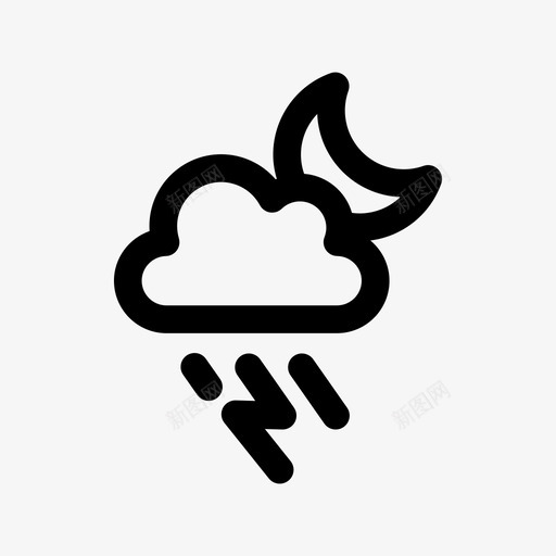 夜风暴云闪电图标svg_新图网 https://ixintu.com 云 夜闪电 夜风暴 天气 闪电 雨