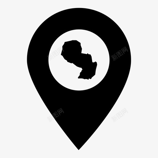 巴拉圭国家位置图标svg_新图网 https://ixintu.com 世界地图标记 位置 国家 地图 巴拉圭