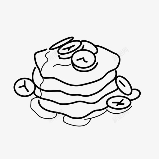 香蕉煎饼蜂蜜枫木图标svg_新图网 https://ixintu.com 切片 小吃 枫木 糖浆 蜂蜜 香蕉煎饼