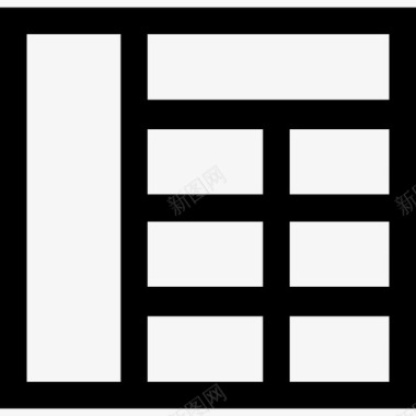 带标题和左栏的矩形网格界面仪表板图标图标