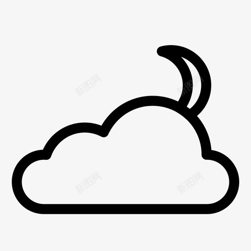 月亮云云雨图标svg_新图网 https://ixintu.com 云 天气 月亮云 雨