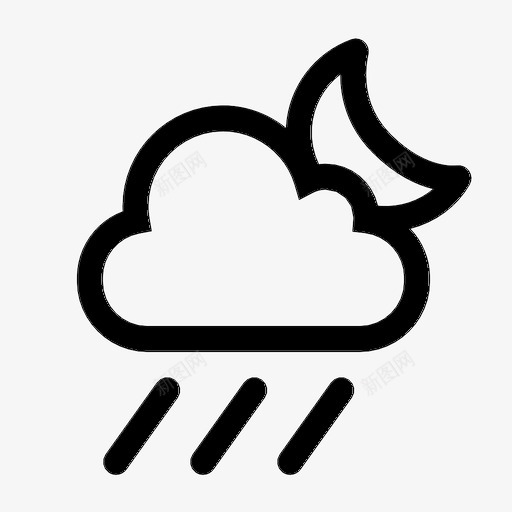 夜斜雨月亮斜雨图标svg_新图网 https://ixintu.com 夜斜雨 斜雨 月亮
