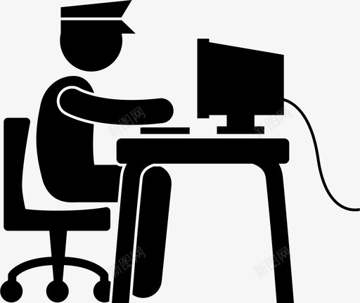 警察用电脑检查警官图标svg_新图网 https://ixintu.com 保安 工作 检查 派出所 警官 警察用电脑