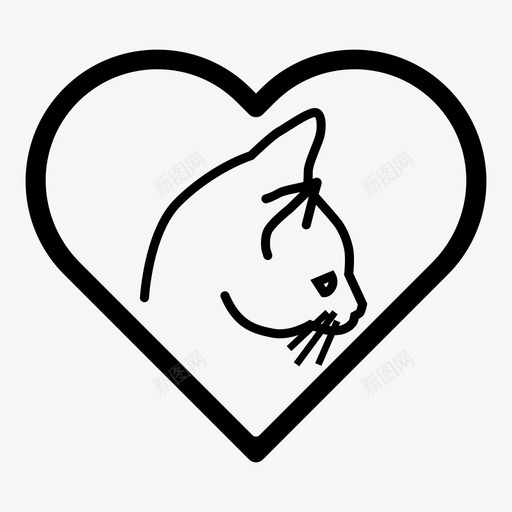 猫爱猫心图标svg_新图网 https://ixintu.com 心 心形 猫 猫爱