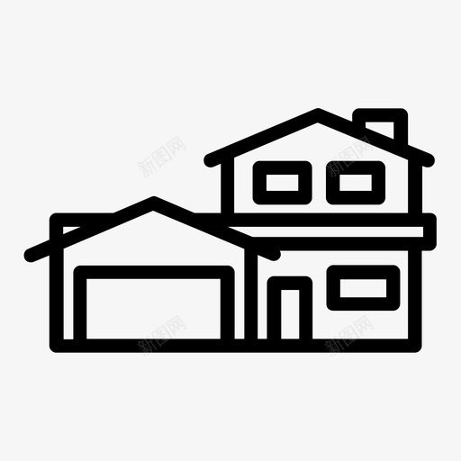 住宅郊区乌索尼亚图标svg_新图网 https://ixintu.com 乌索尼亚 住宅 通用电线图标包 郊区
