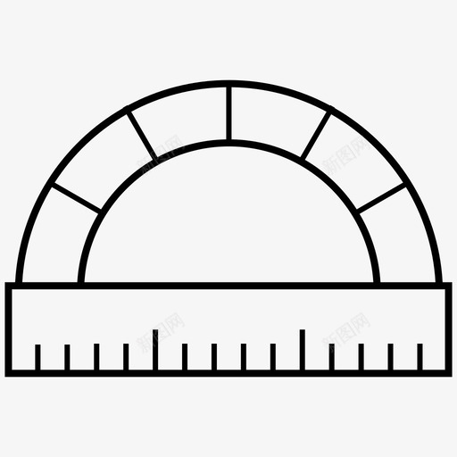 量角器角度量具图标svg_新图网 https://ixintu.com 学校 尺子 工具 角度 量具 量角器