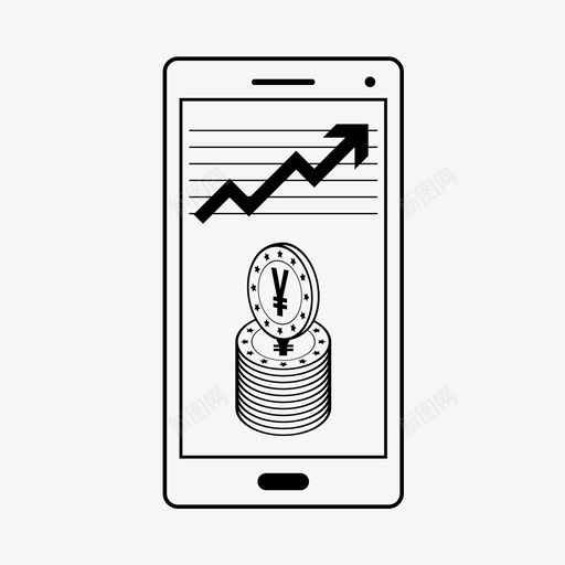 货币图表金融手机图标svg_新图网 https://ixintu.com 手机 日元 货币图表 金融