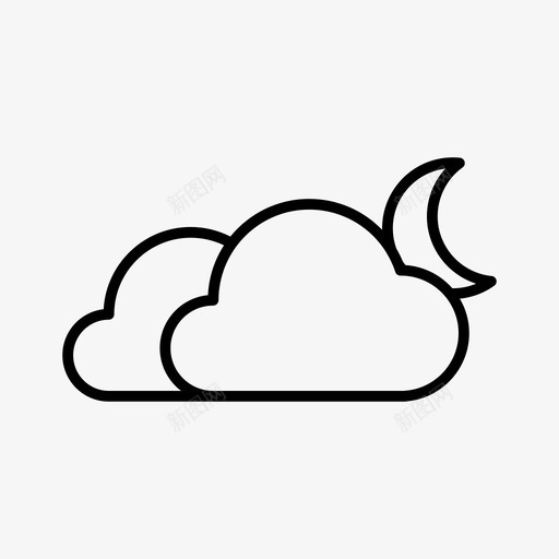 双云多云气象图标svg_新图网 https://ixintu.com 双云 多云 夜晚 天气 月亮 气象