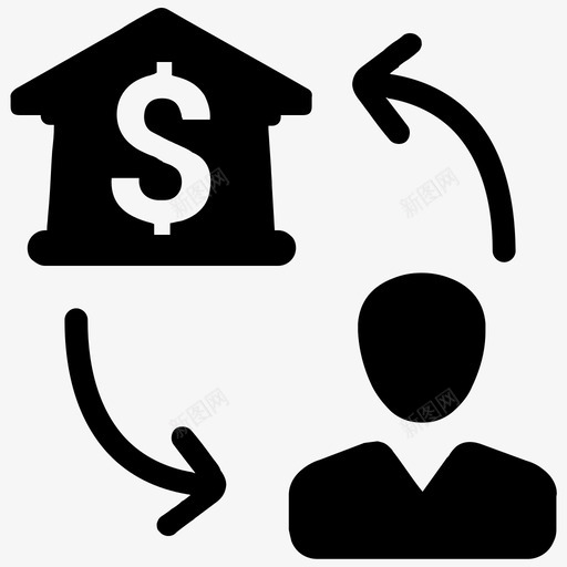 银行客户关系图标svg_新图网 https://ixintu.com 个人商业金融 交易 关系 客户 银行