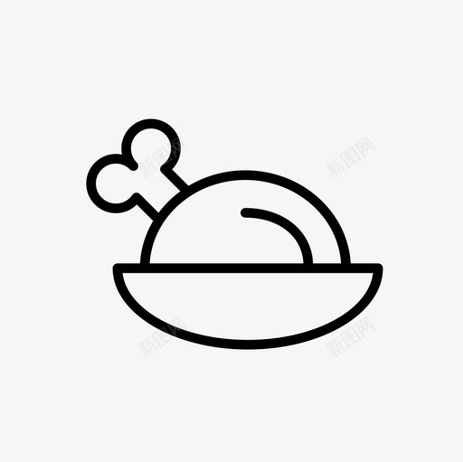 烤鸡肉火鸡图标svg_新图网 https://ixintu.com 火鸡 烤鸡 肉 食物细线图标集