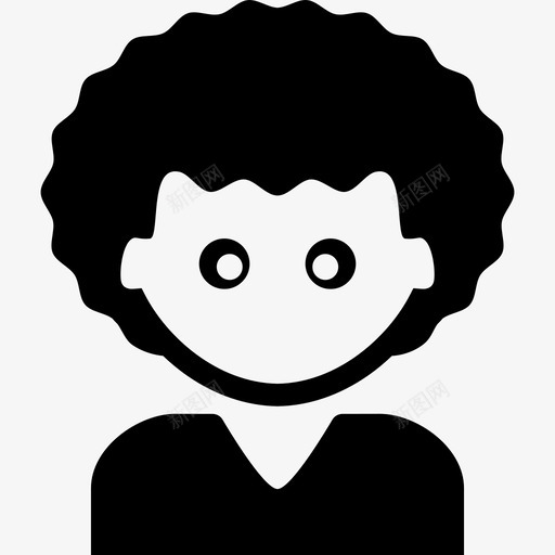 年轻人留着黑色短卷发图标svg_新图网 https://ixintu.com 年轻人留着黑色短卷发