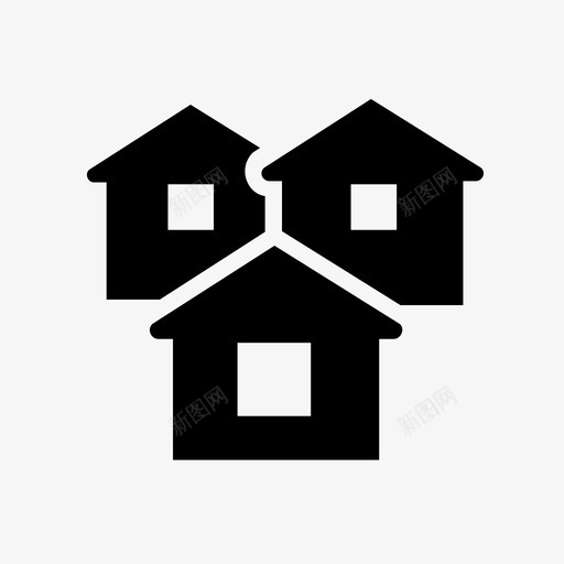 邻里公社社区图标svg_新图网 https://ixintu.com 公社 房屋 社区 街道 邻里