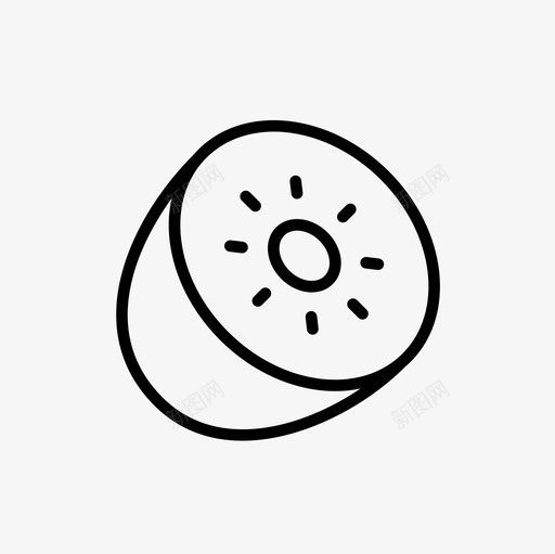 猕猴桃水果健康图标svg_新图网 https://ixintu.com 健康 切片 水果 水果细线图标集 猕猴桃